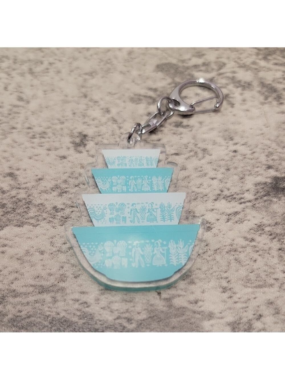 Pyrex Butterprint stack Keychain Keyring